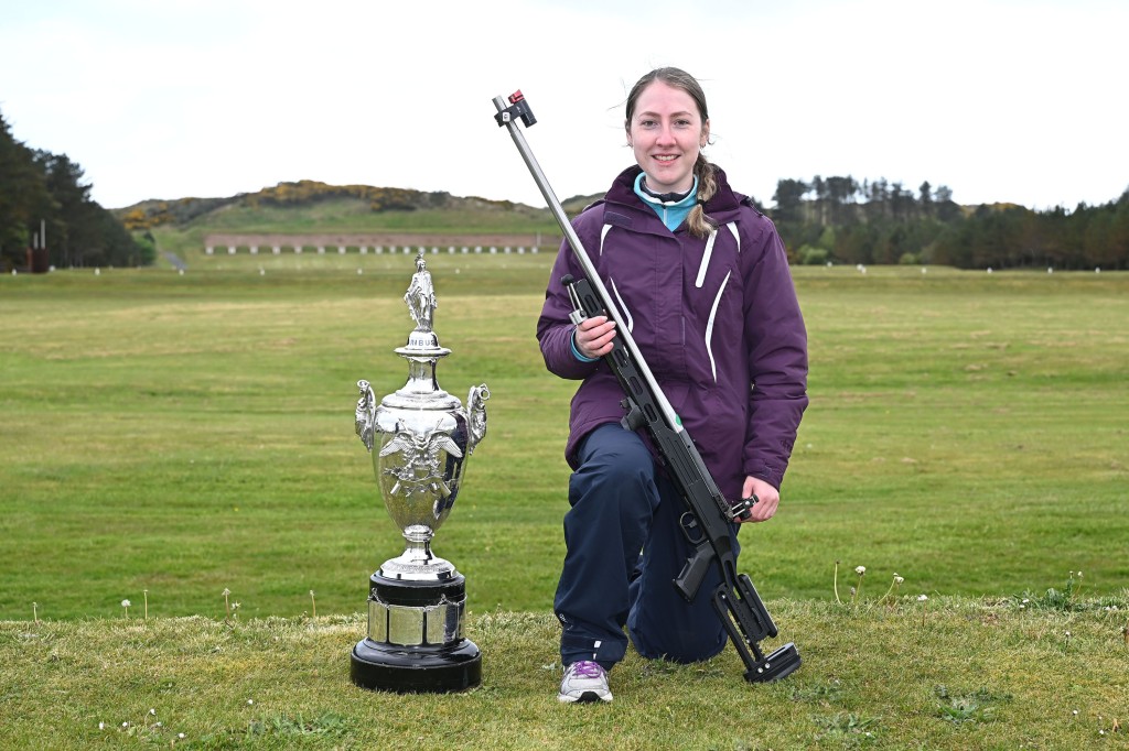 Comber Rifle Club member, Kim Lindsay, who at 22 became the youngest ever winner of the Irish Open today. Shooting in some brutal conditions, she is the first female to win the competition in over 45 years. Picture: Michael Cooper